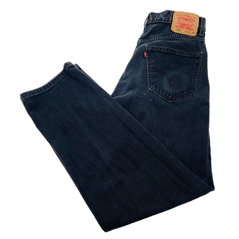 LEVI'S 550 Mens 33x32 Denim Black Wash Relaxed Fit Soft Jeans/Pants